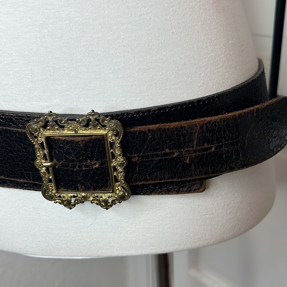 Fabio Corti Brown Crackled Leather Belt Size L - Picture 4 of 9